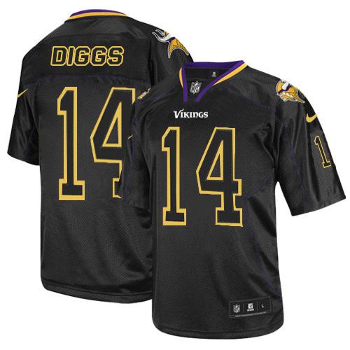 Nike Vikings #14 Stefon Diggs Lights Out Black Men's Stitched NFL Elite Jersey - Click Image to Close